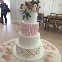 Wedding Cake This is a wedding cake created for this weekend. The triangles on the 3rd tier are made from gum paste. I had asked for help with them a...