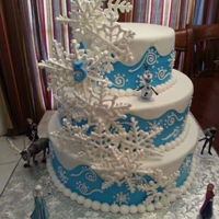 Frozen Frozen cake with edible snowflakes
