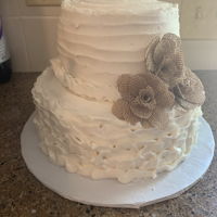 Ribbon Wedding Cake 9 in and 6 in round cake white BC