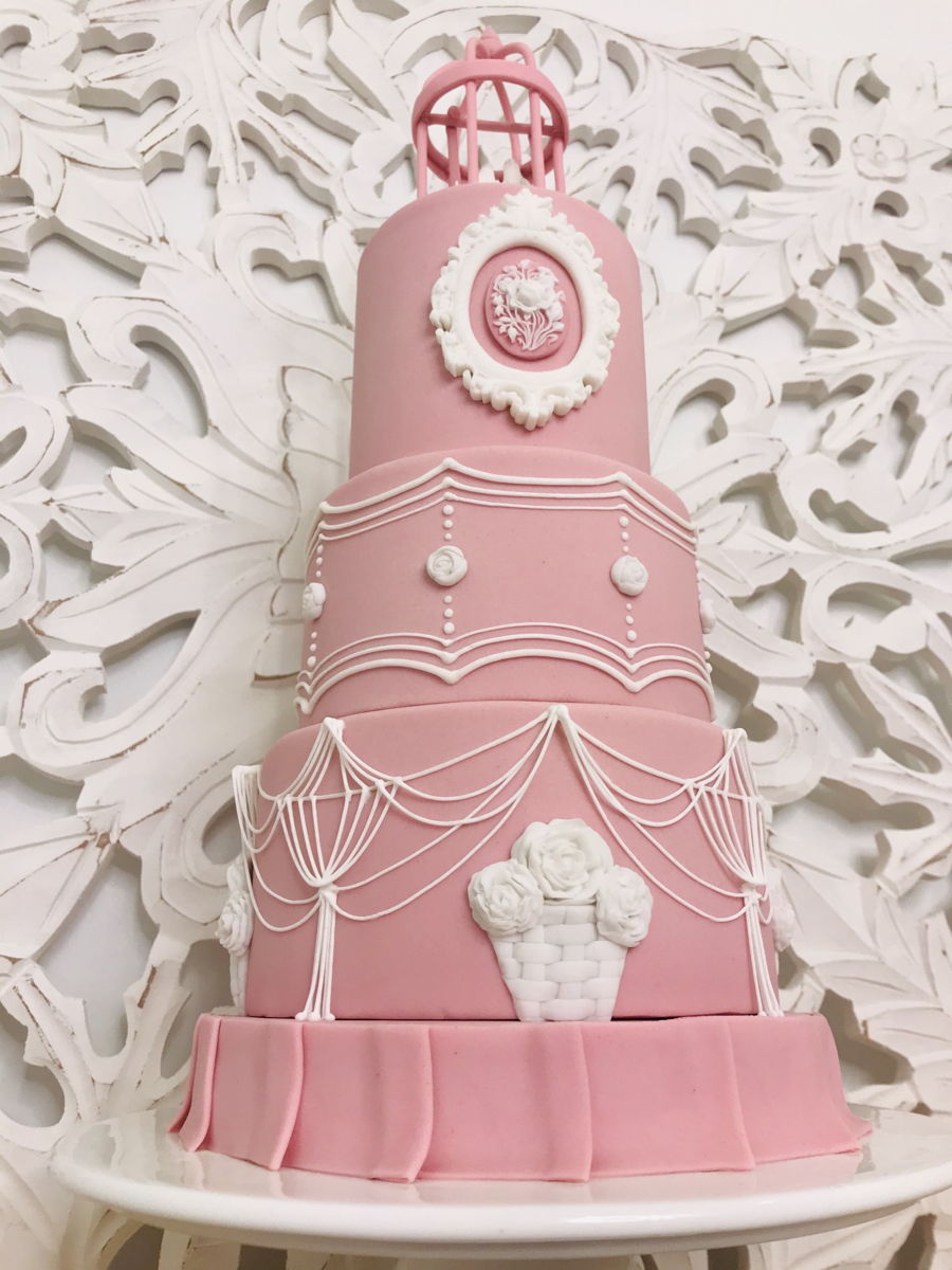 Pink Fondant Wedding Cake
