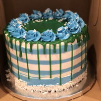 Basic Birthday Cake This was a chocolate cake again with Swiss meringue buttercream & my first time trying horizontal stripes.