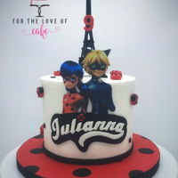 Miraculous Ladybug Birthday Cake 6&rdquo; fondant covered cake with fondant accents and Eiffel Tower topper.