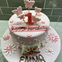 Butterfly Cake Fondant covered cake with fondant decorations.