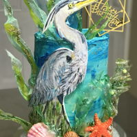 Heron Birthday Cake I have always wanted to do a cake version of a heron painting I have in my bathroom. This tall cake is two layers of strawberry with cream...
